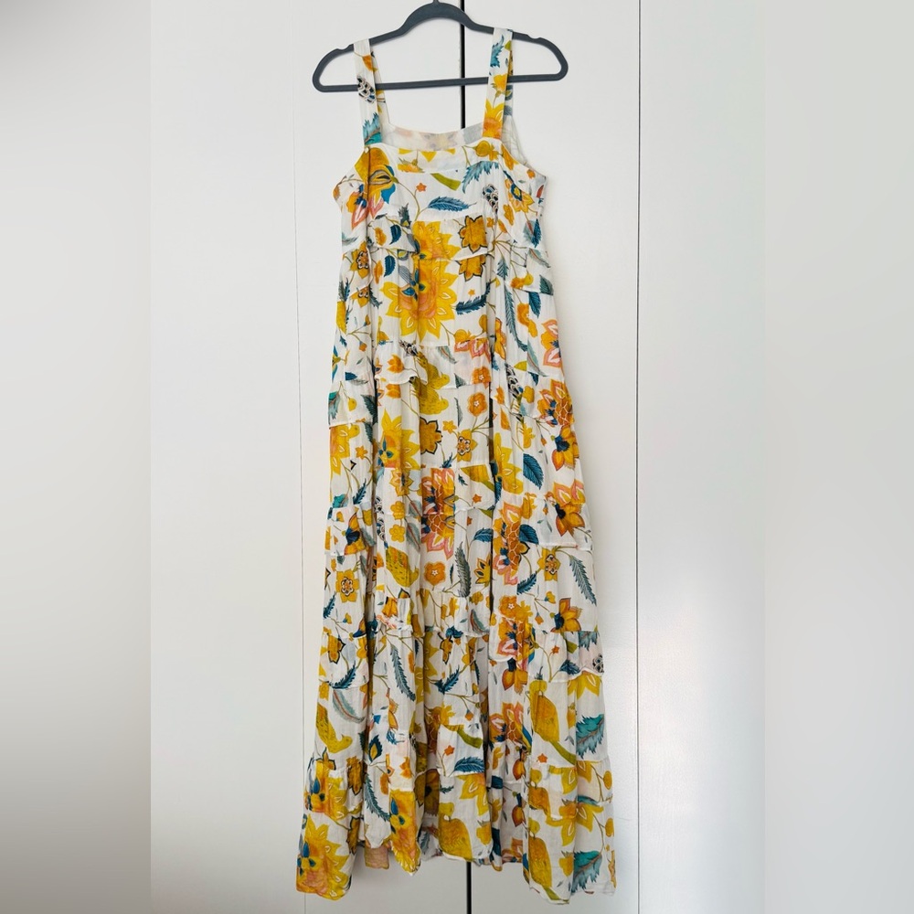 Floral Maxi Dress with Yellow and Blue Accents